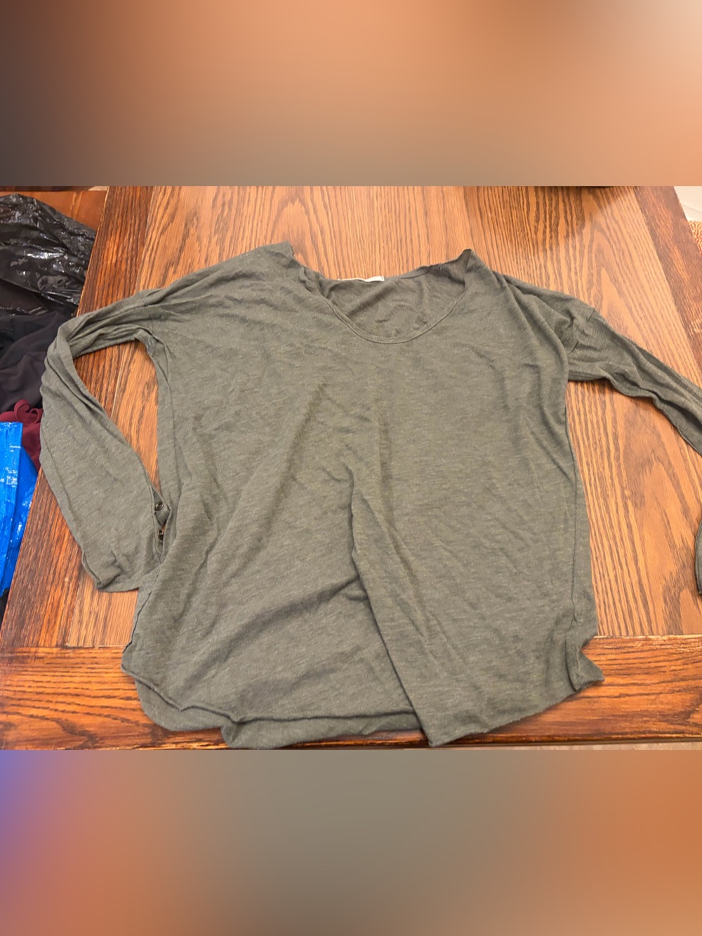 We The Free Olive Green Long Sleeve scoop-Neck Top
